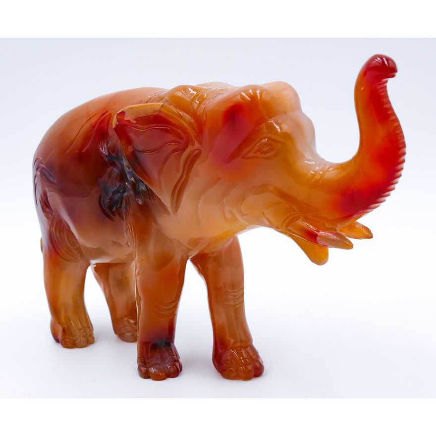 Chinese Carved Carnelian Agate Elephant Figure 8''