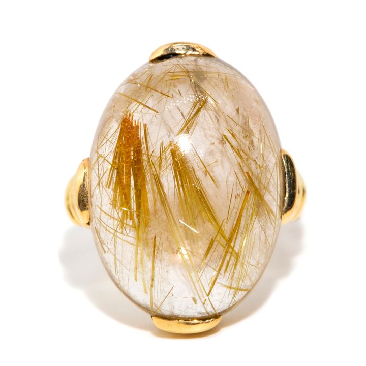 Vintage Rutilated Quartz 14ct Gold Ring,