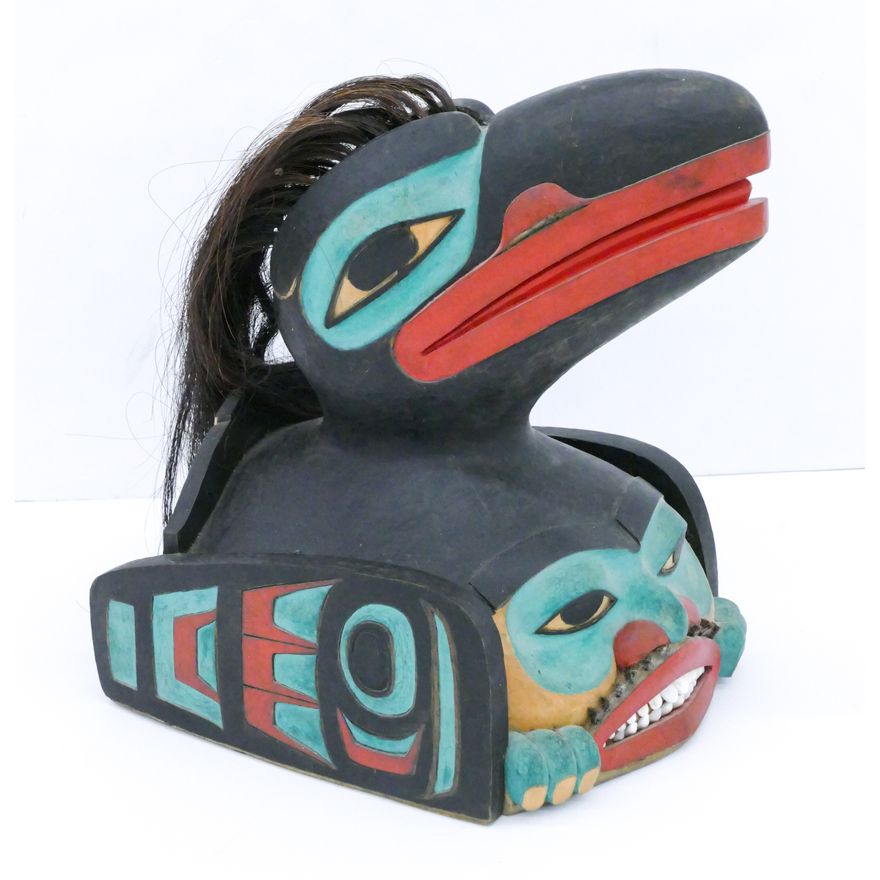 Barry Herem ''Raven Helmet'' 1992 Painted Cedar Mask