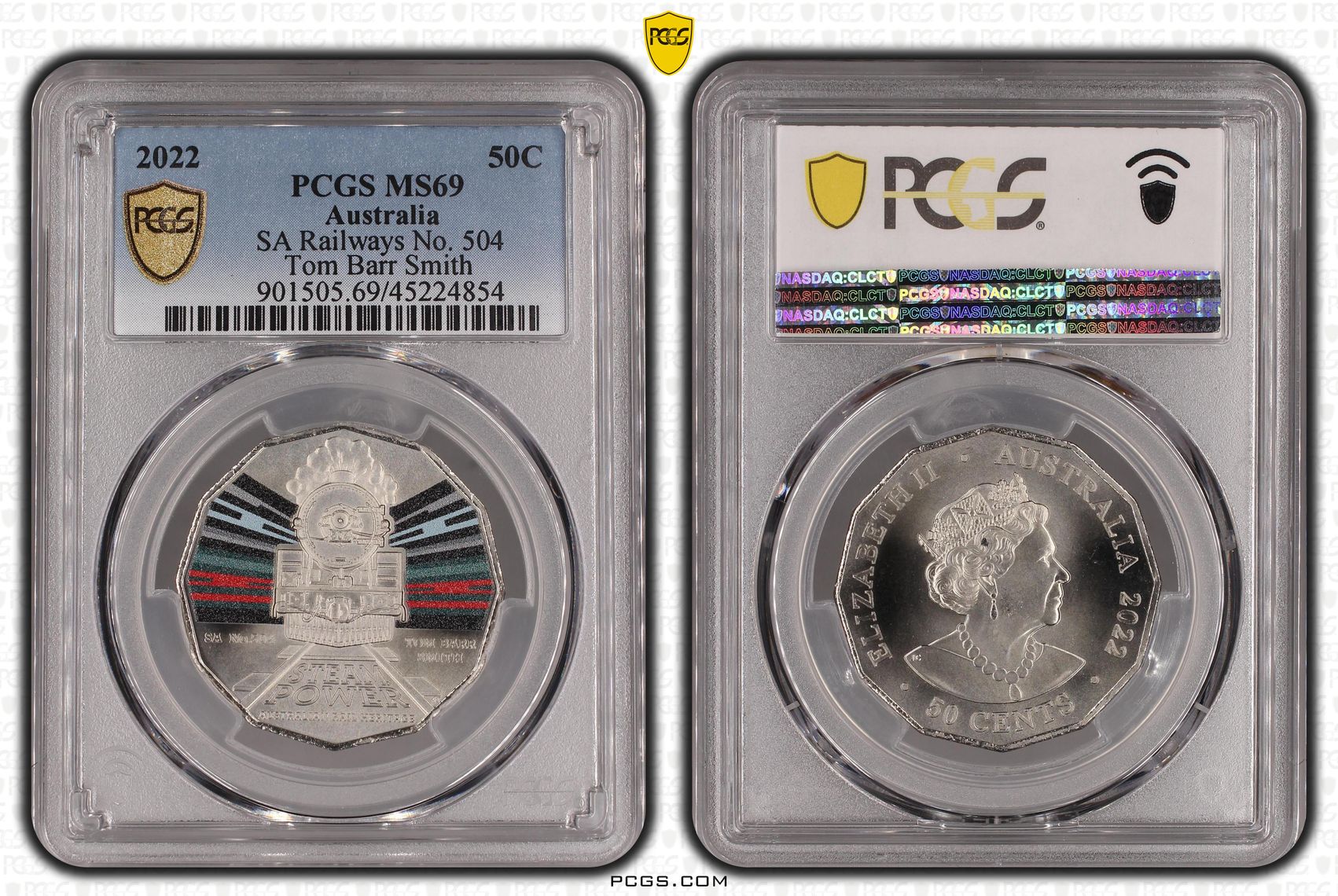 2022 Australia Fifty Cent, 50c SA Railways No. 504 PCGS - MS69 -854