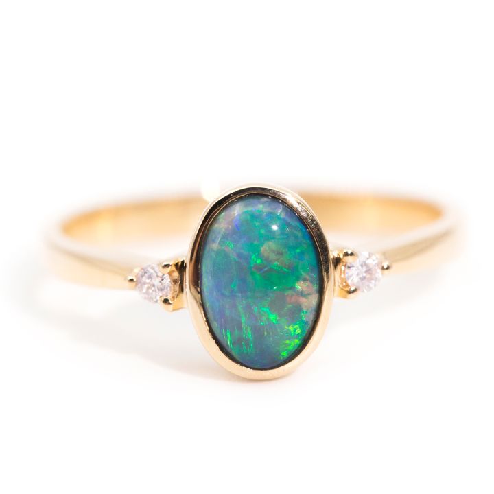 Lightning Ridge Opal & Diamond Ring