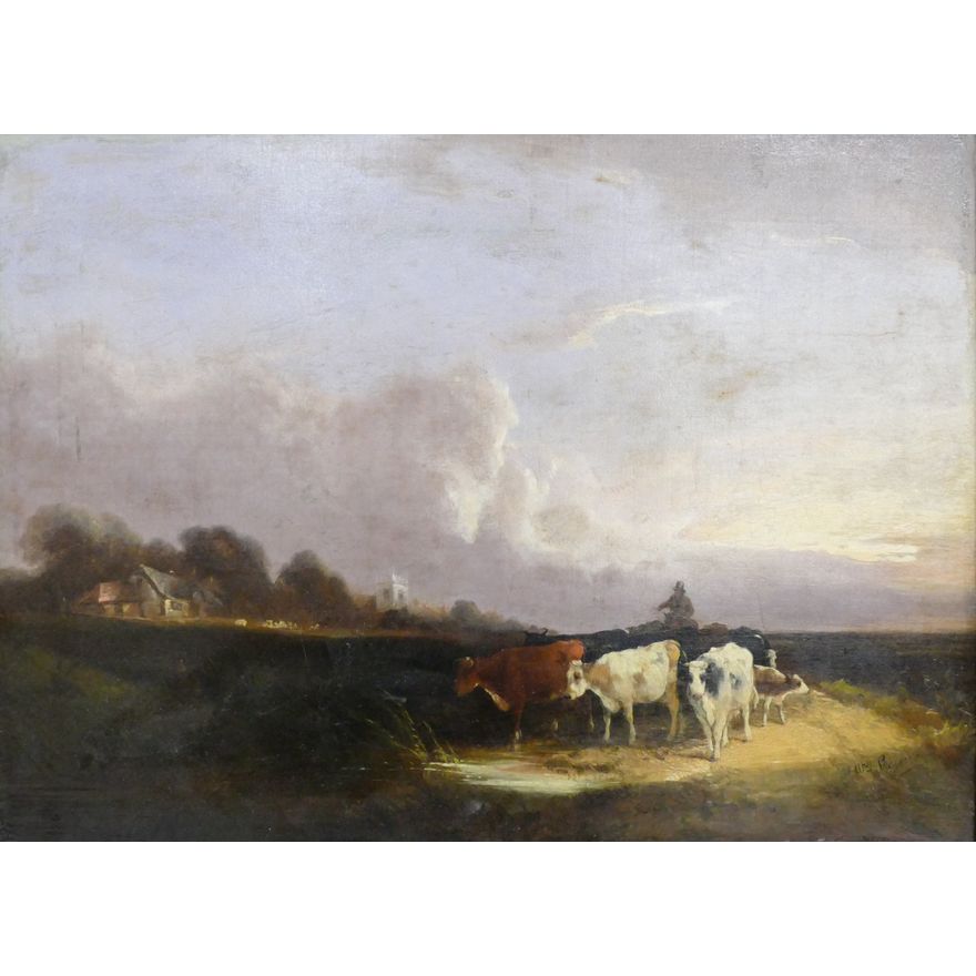 William Shayer I ''Herding Cattle'' (Pastoral) Oil