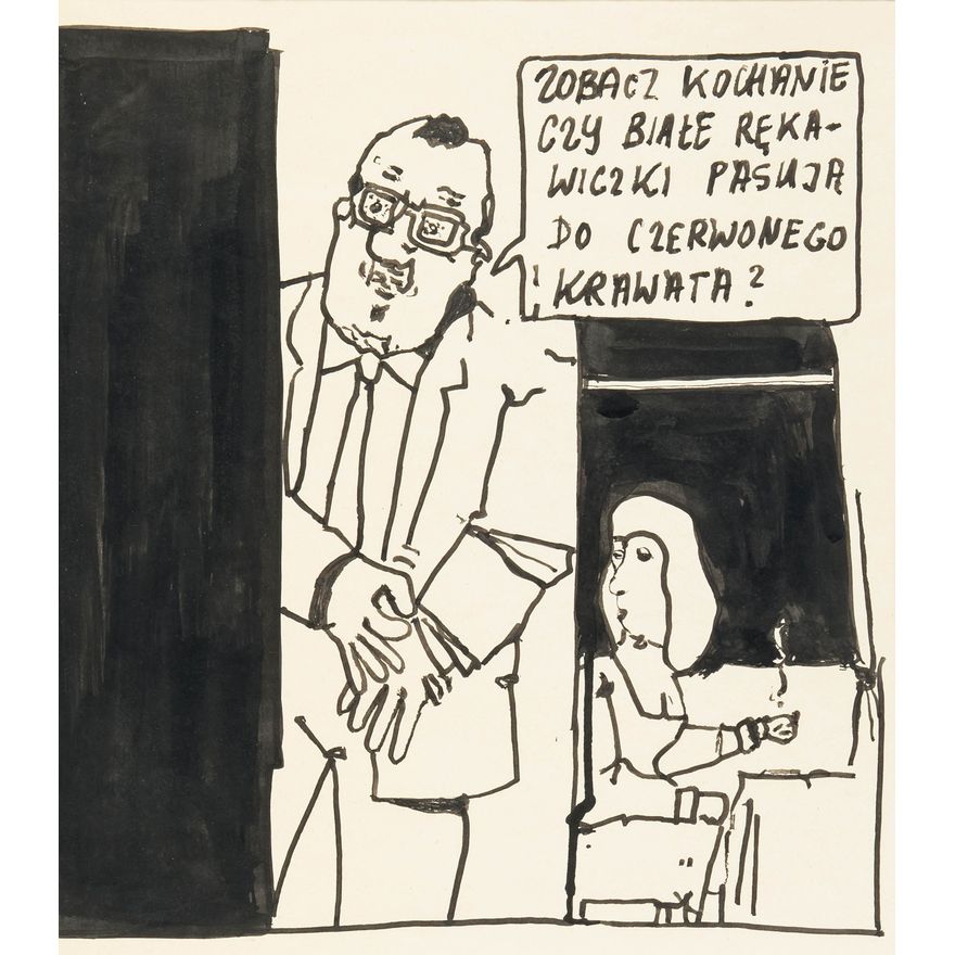 Andrzej Mleczko | Zobacz kochanie czy białe rękawiczki pasują do czerwonego krawata?
