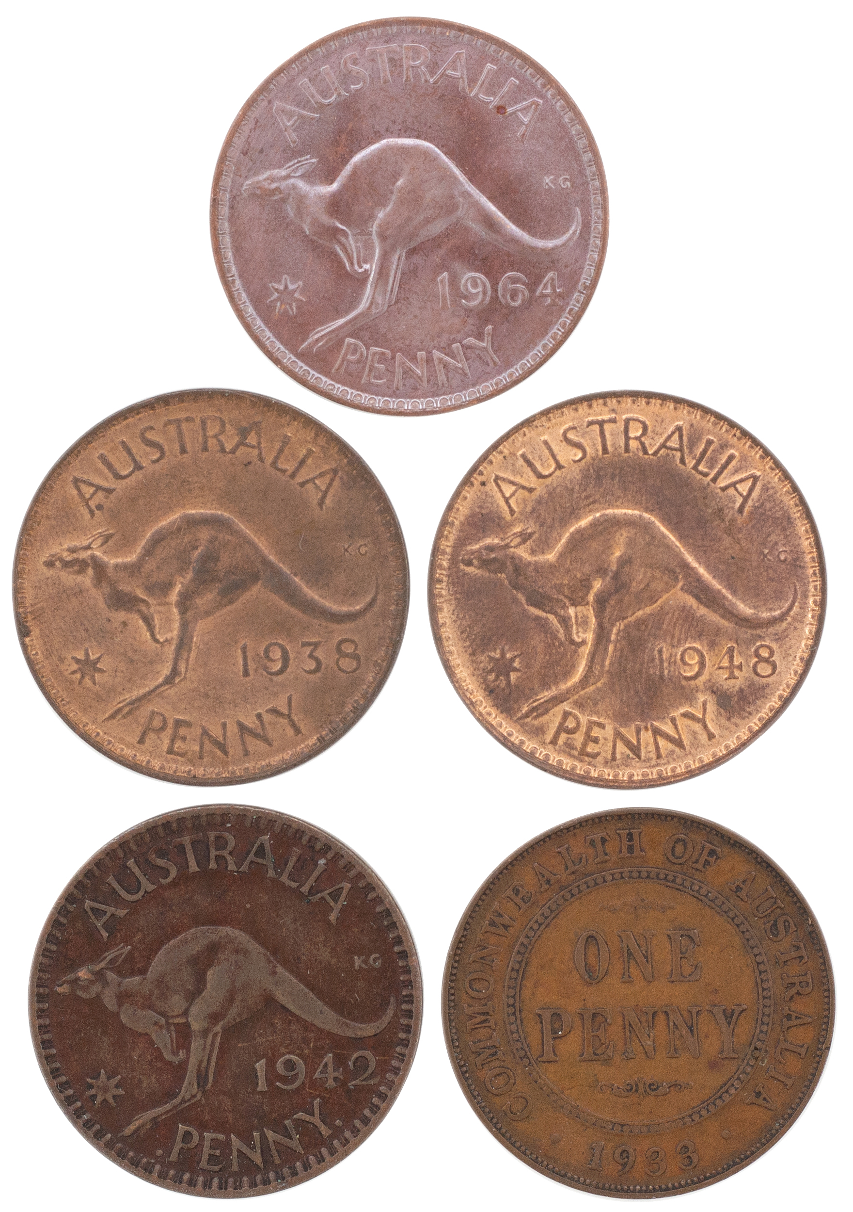 George V - Elizabeth II, Penny, 1933 - 1964, VF - UNC