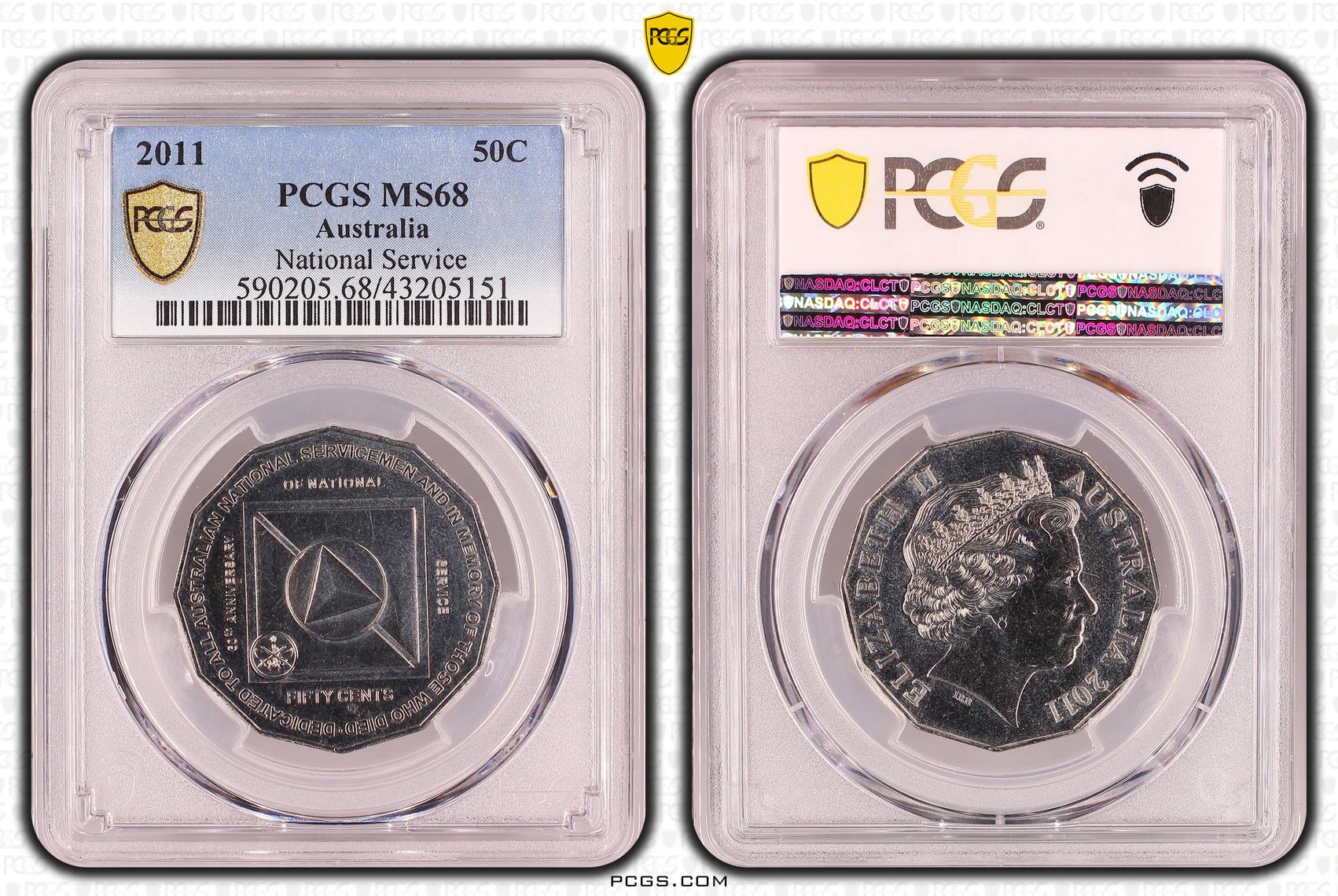 2011 Australia Fifty Cent, 50c National Service PCGS - MS68 -151