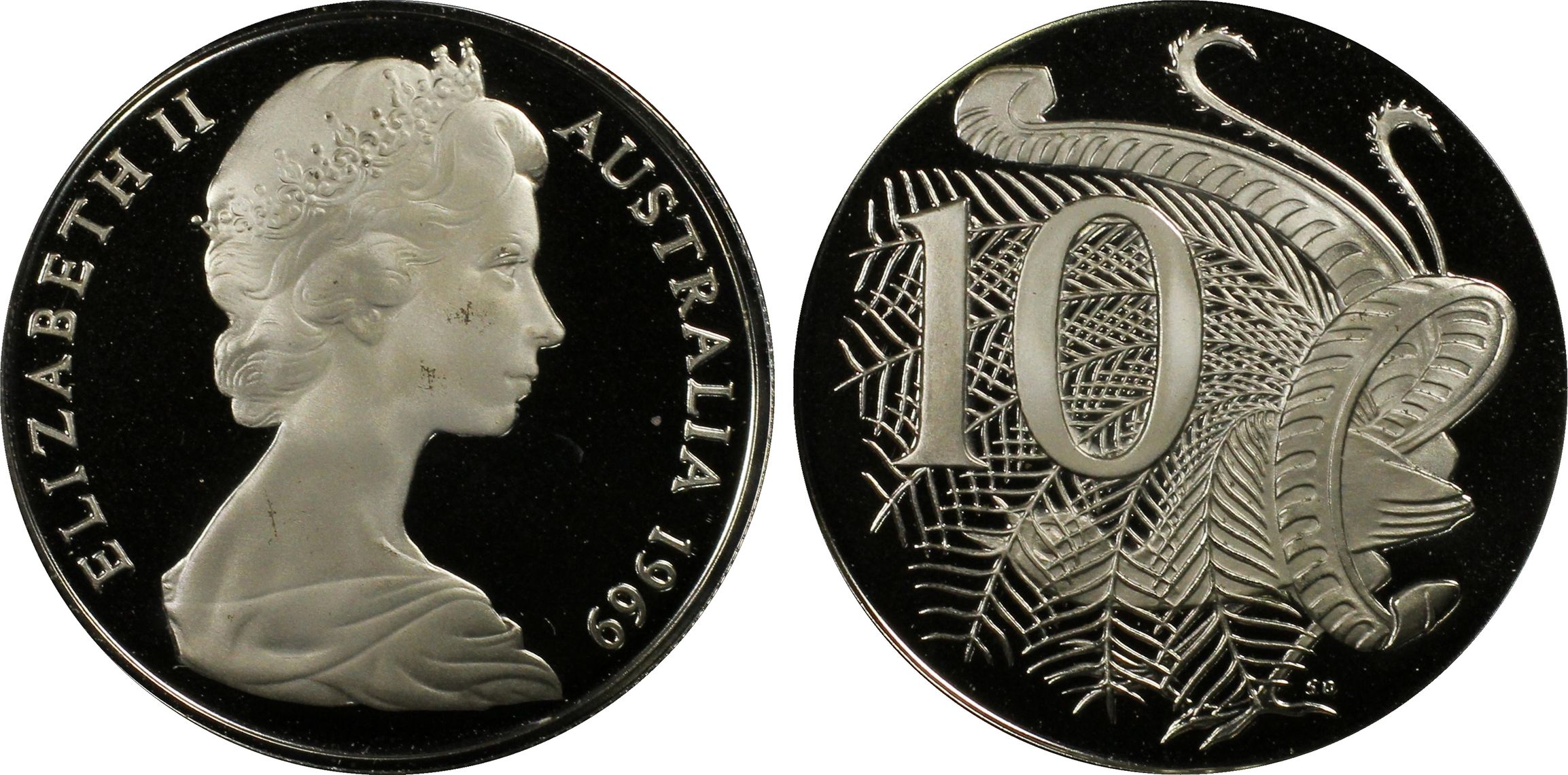 Elizabeth II, Ten Cent, 1969, PCGS PR67DCAM