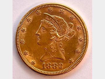 1882 USA LIBERTY HEAD PHILADELPHIA MINT GOLD 10 DOLLAR