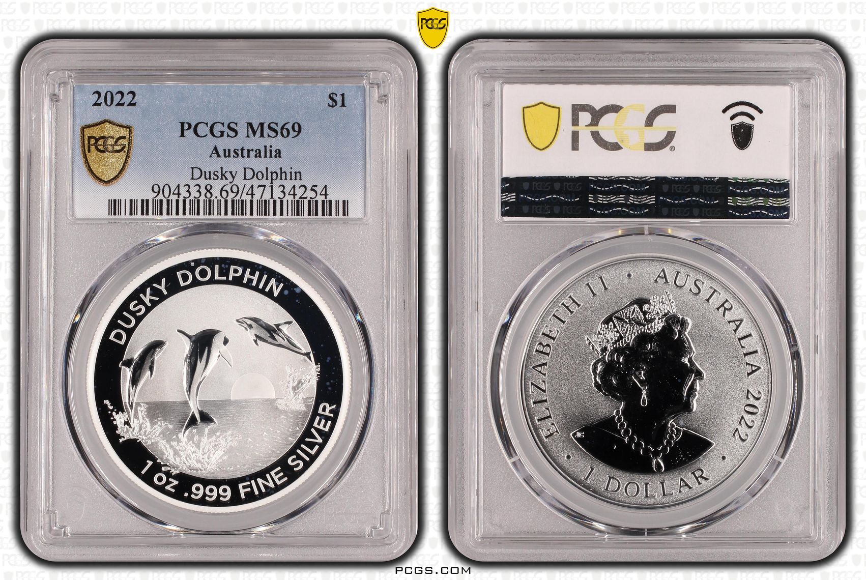 278 · Dusky Dolphin , One Dollar, 2022, PCGS MS69