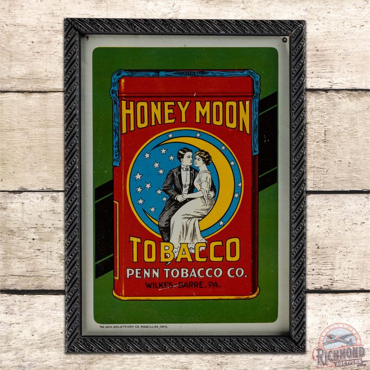 Honey Moon Tobacco Emb. Single Sided Tin Sign Wilkes-Barre PA