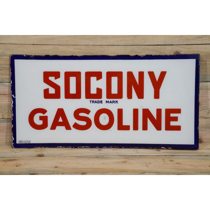 Socony Gasoline Porcelain Flange Sign TAC 8
