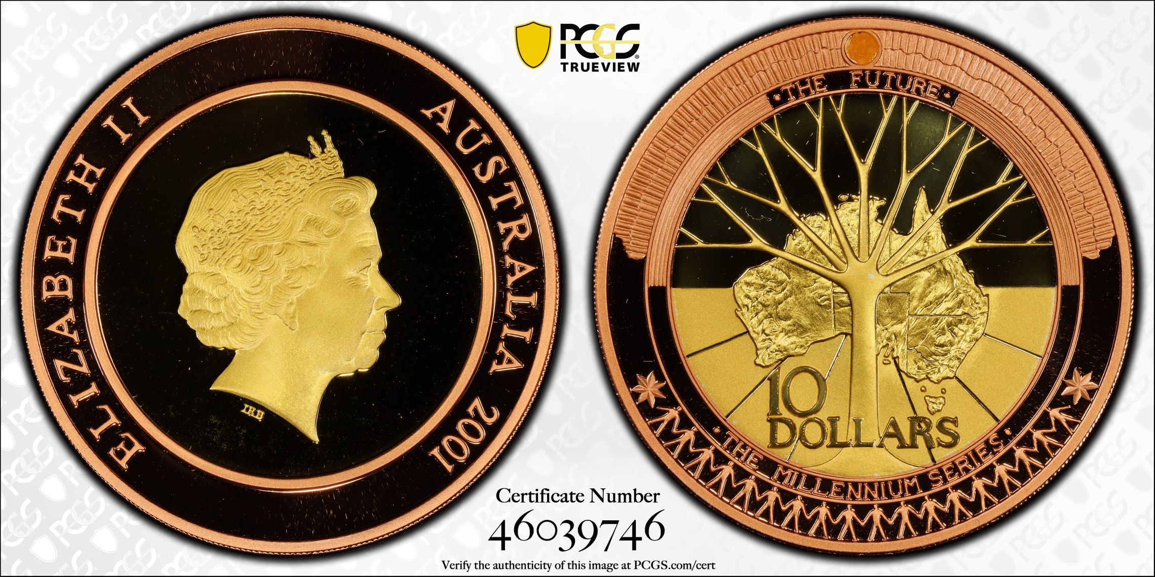 Elizabeth II, The Future, Ten Dollar, 2001, PCGS PR69DCAM