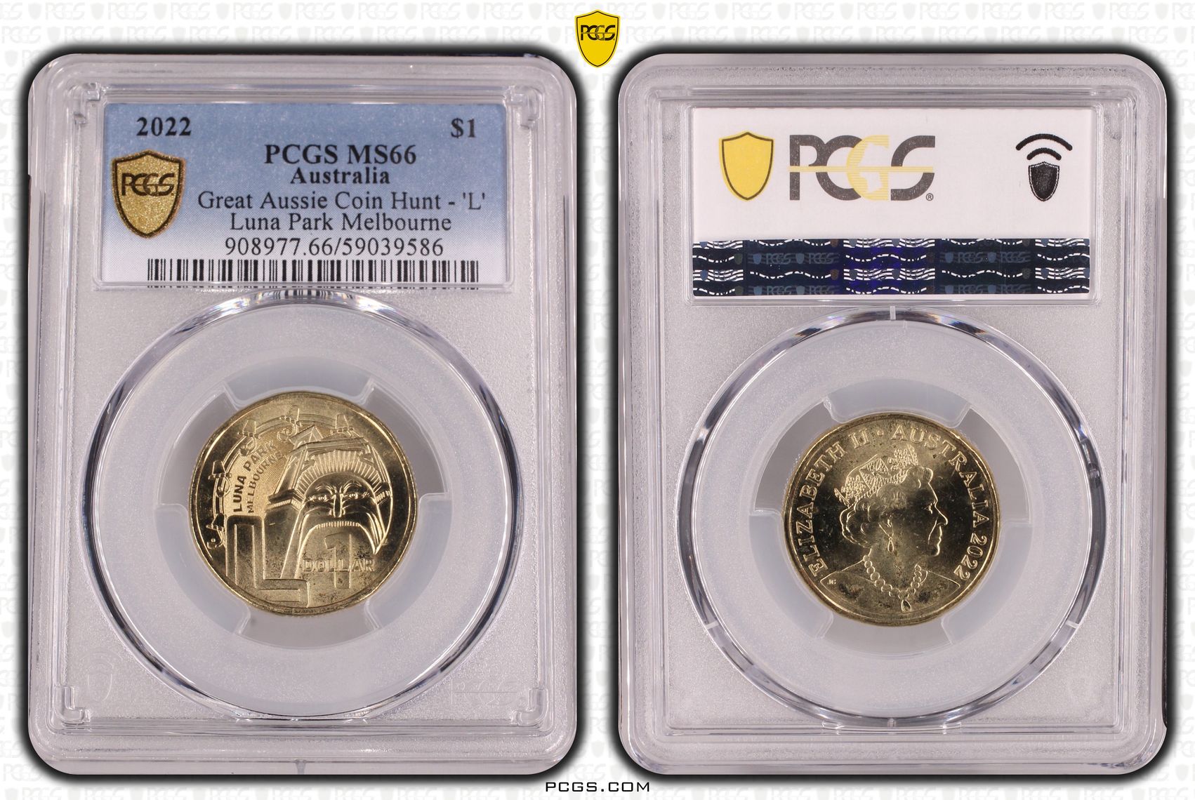 Great Aussie Coin Hunt - 'L', One Dollar, 2022, PCGS MS66