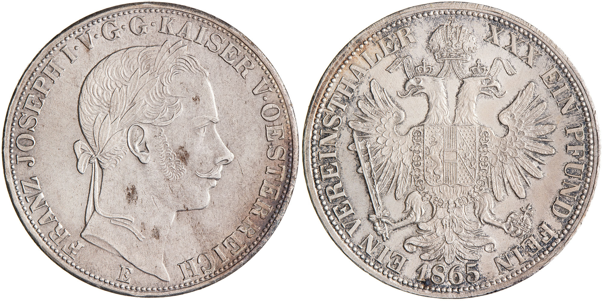 Austrian Empire, Franz Joseph I, Thaler, 1865-E, gEF
