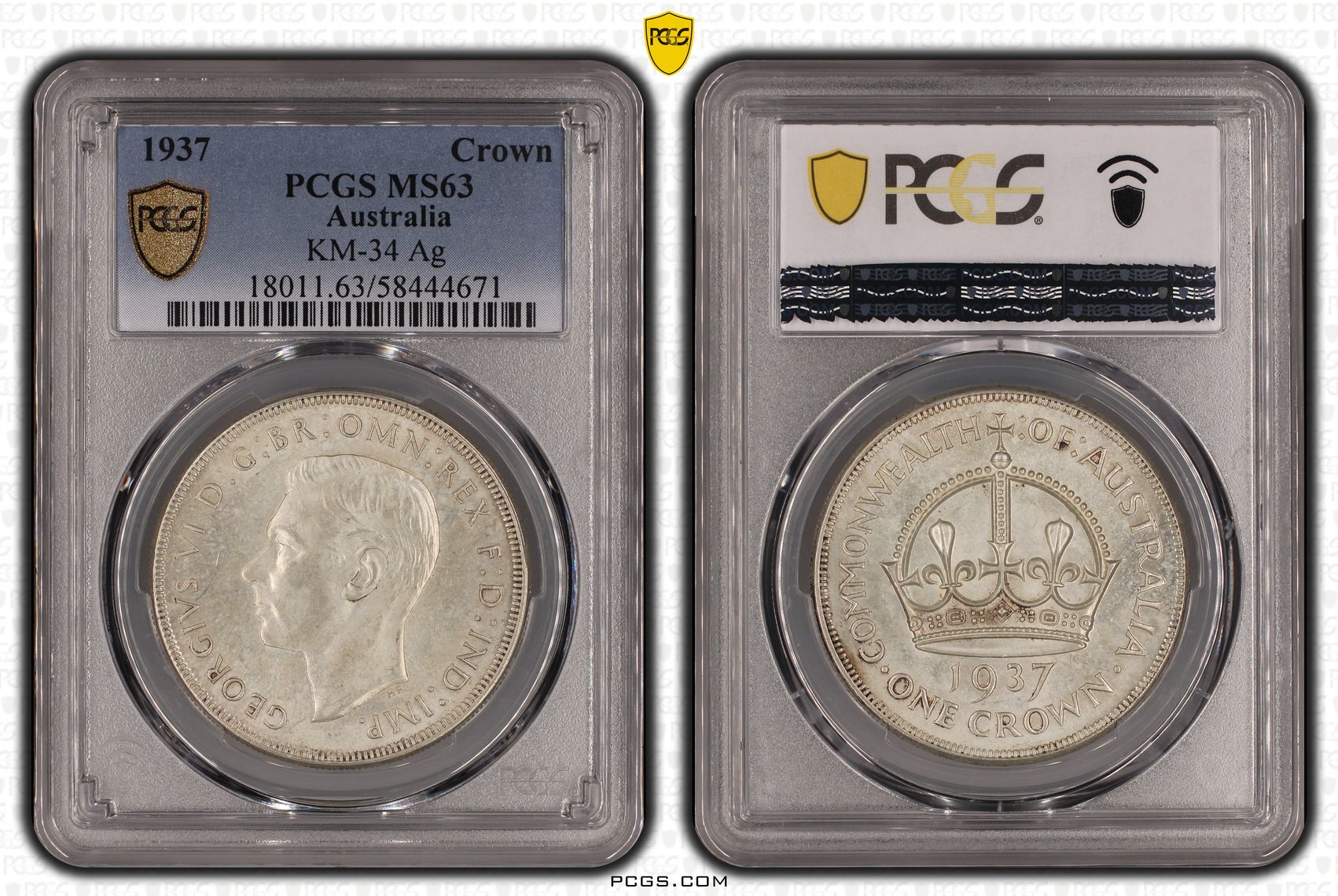 KM-34 Silver, Crown, 1937, PCGS MS63