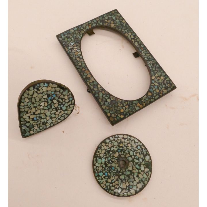 3pc India Turquoise Frame & Buttons- 4'' frame