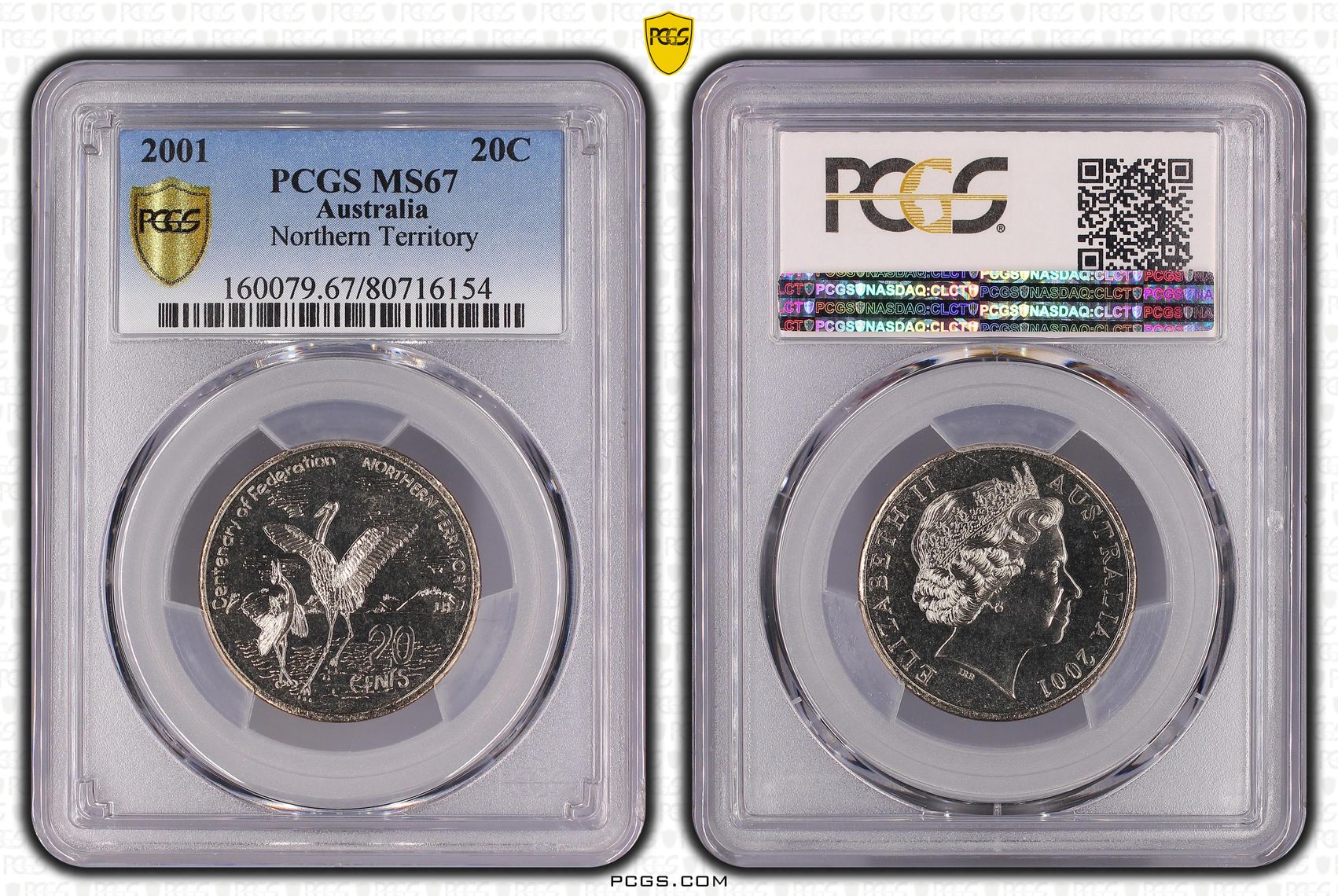 Elizabeth II, Northern Territory, Twenty Cent, 2001, PCGS MS67