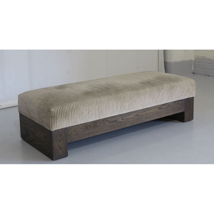 UPHOLSTERED OAK BED-END STOOL