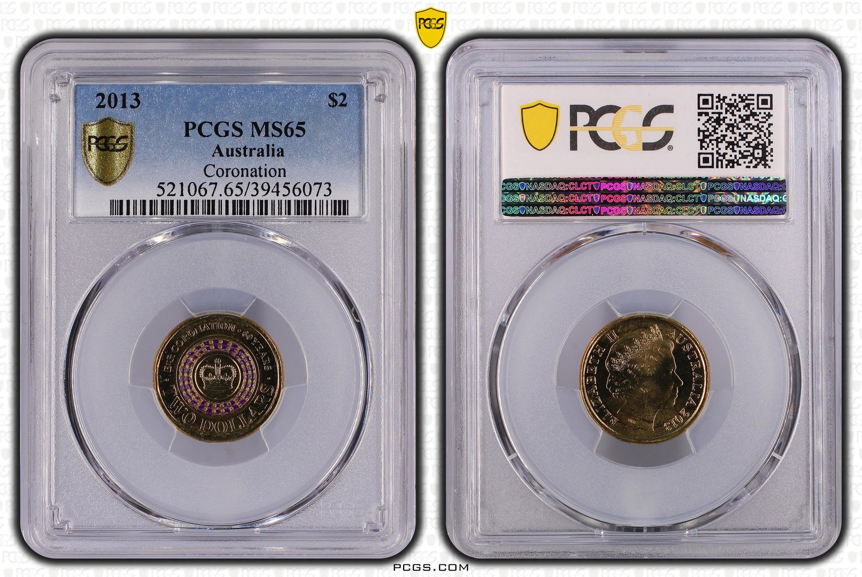 2013 Australia Two Dollar, $2 Coronation PCGS - MS65 -073