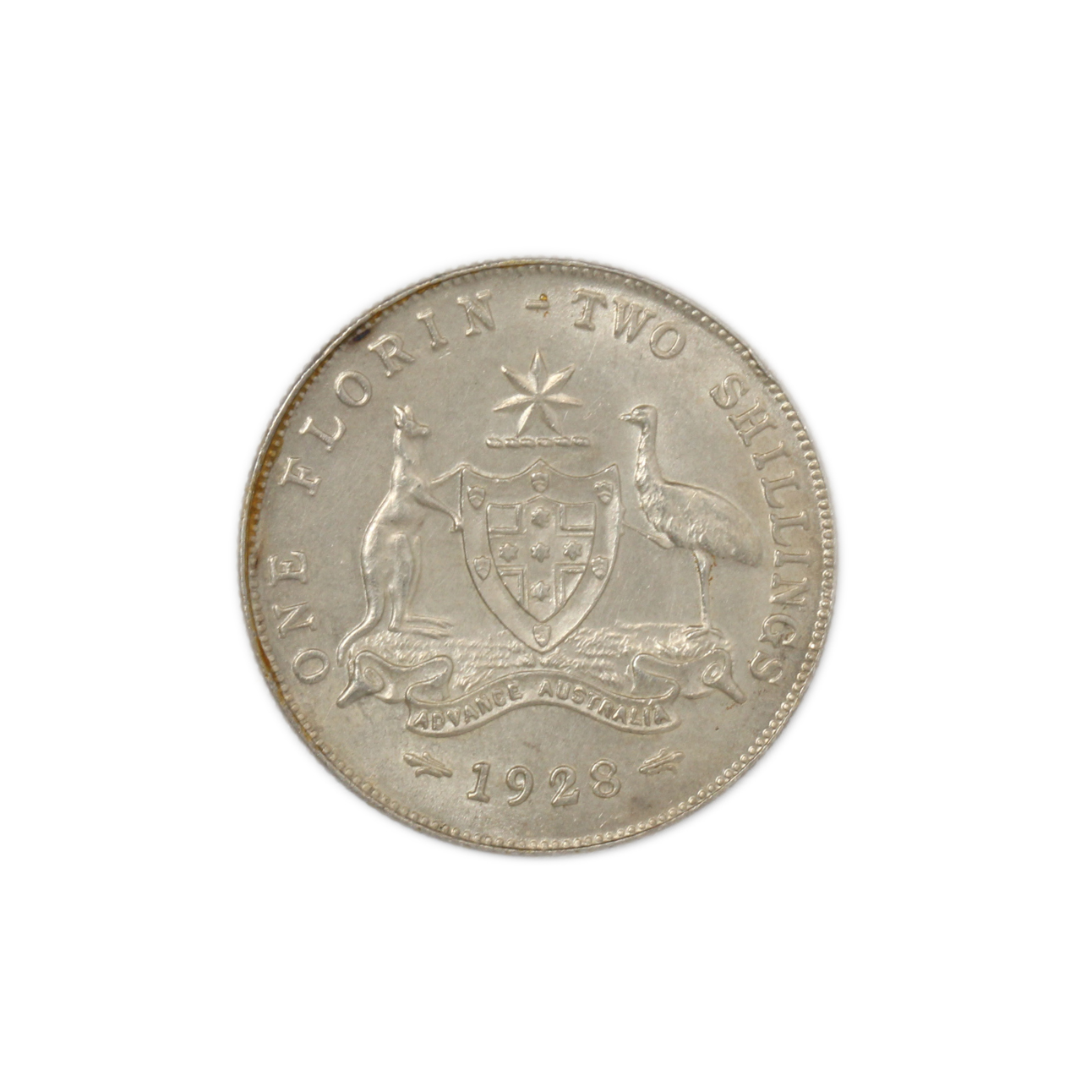 1048. · George V, Florin, 1928, UNC