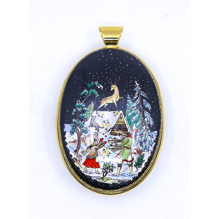 Halcyon Days Enameled Christmas Ornament 2.5'' x 1.5''