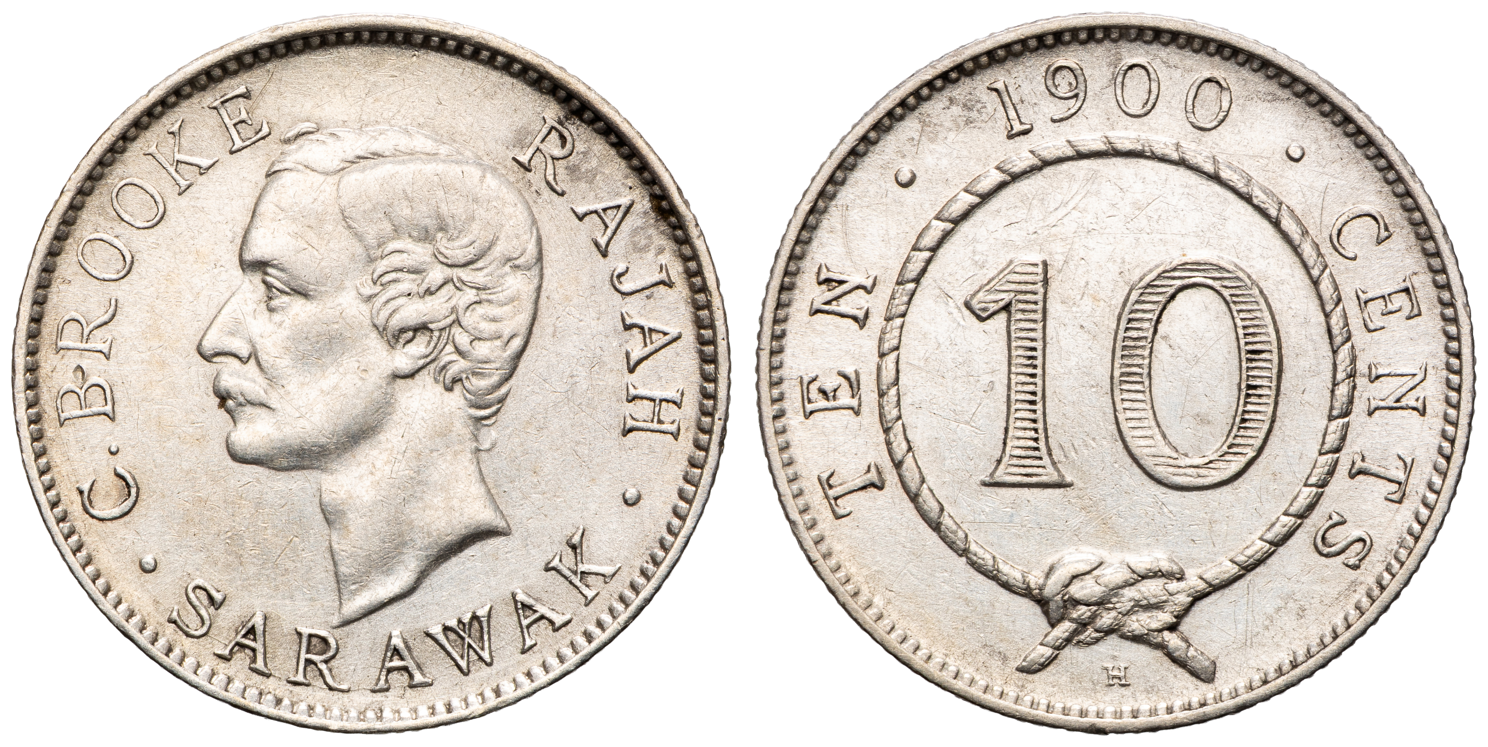 Sarawak, C. Brooke Rajah, Ten Cents, 1900, EF