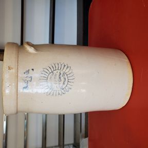 #4 Coffeyville Clay Company Butter Churn Crock with churn stick