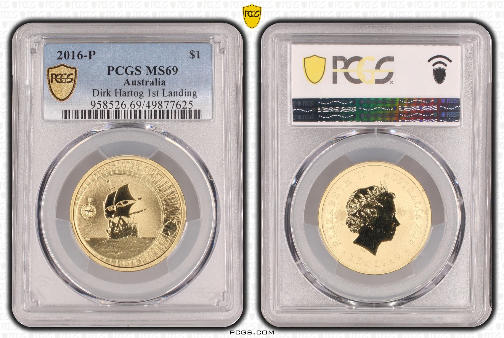 Dirk Hartog 1st Landing POP 1/0, One Dollar, 2016-P, PCGS MS69