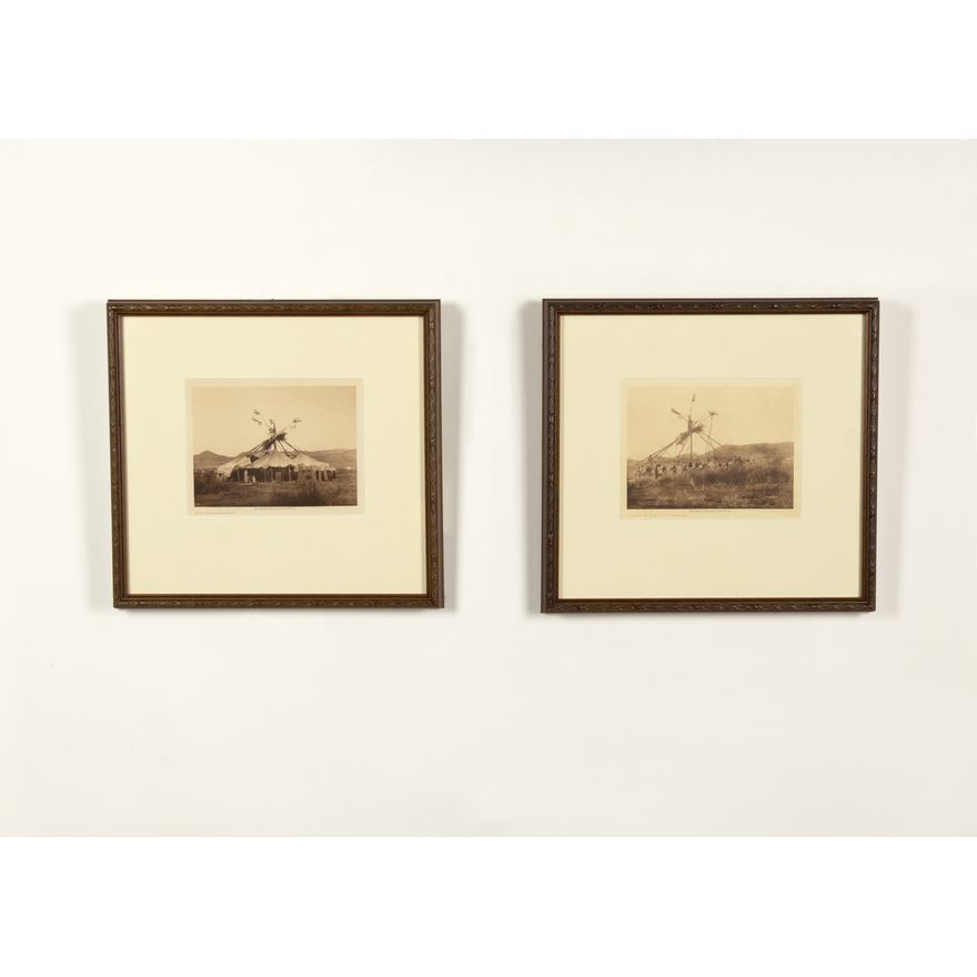 Edward Curtis (1868-1952): Two Photogravures: Building the Sunlodge - Cheyenne and Gray Dawn - Cheyenne , 1911