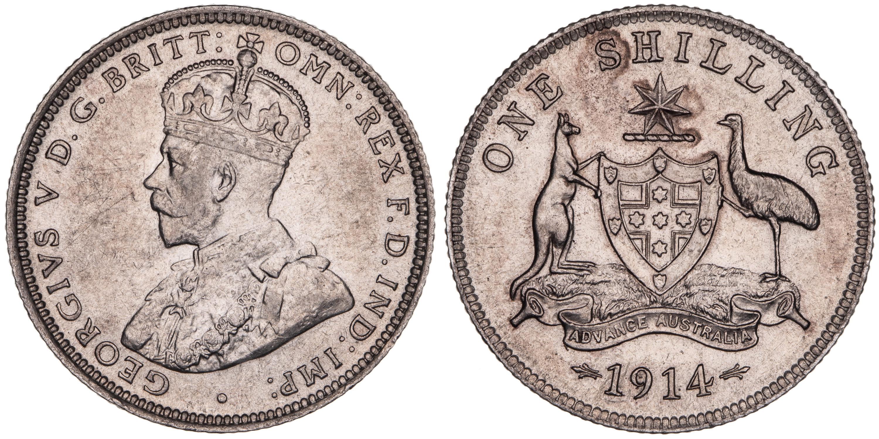 George V, Shilling, 1914, aUNC