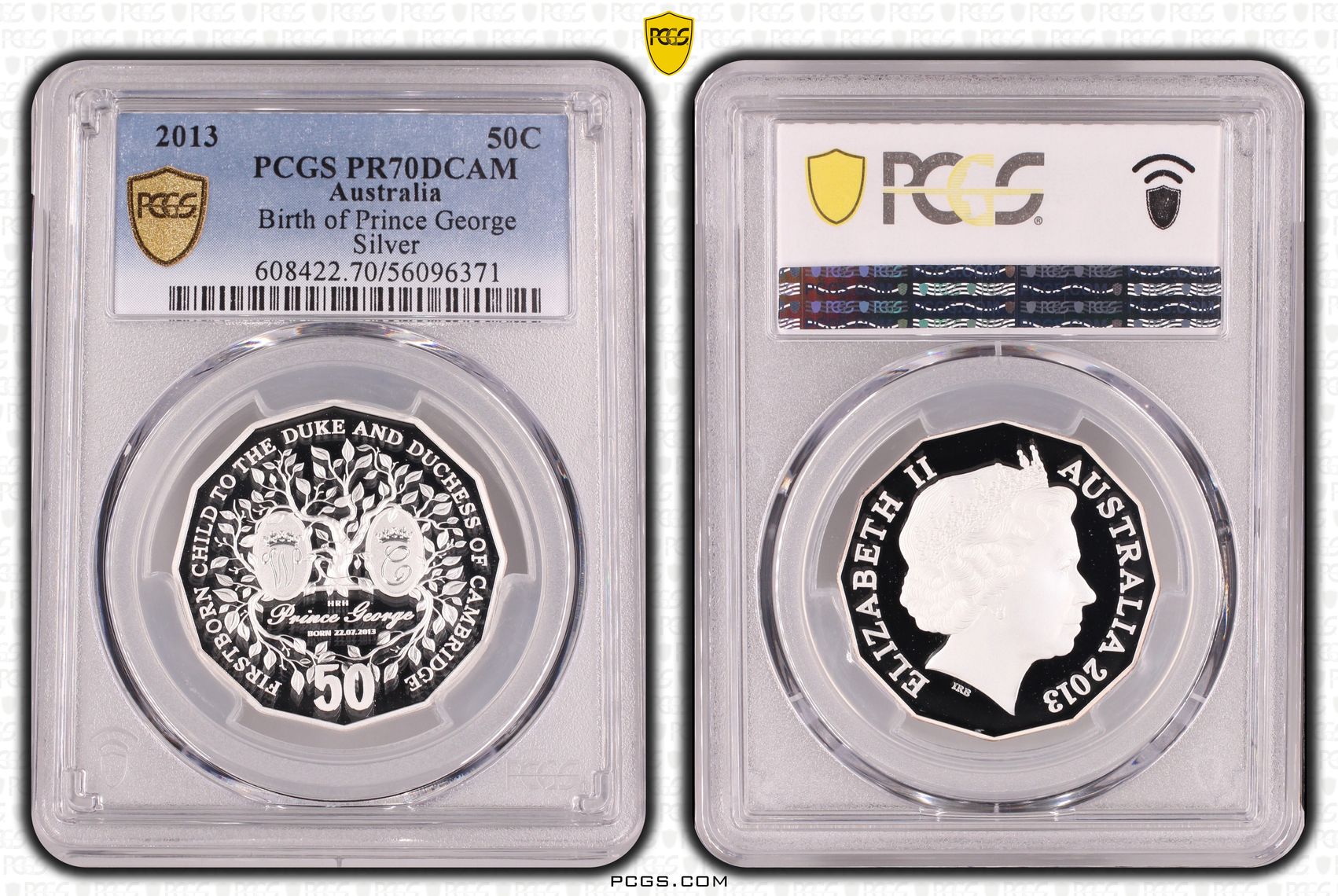 Birth of Prince George Silver, POP 10/0, Fifty Cent, 2013, PCGS PR70DCAM