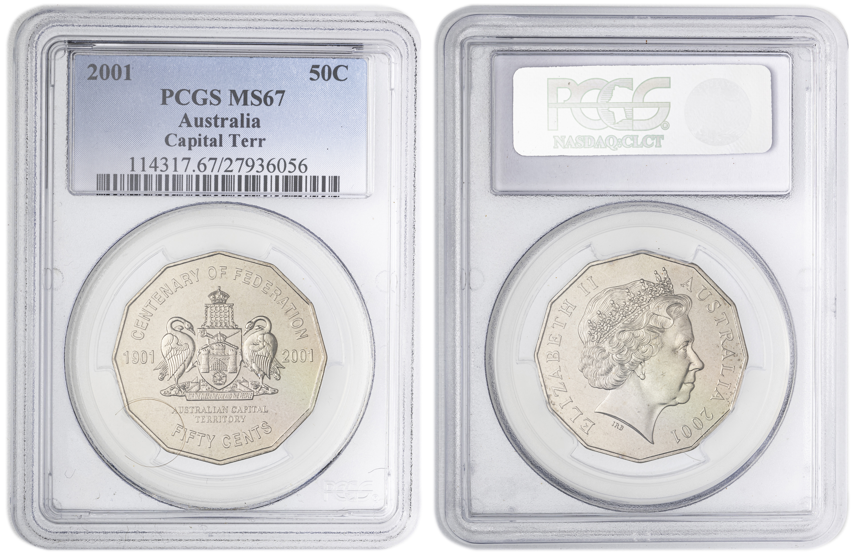 Capital Territory , Fifty Cent, 2001, PCGS MS67