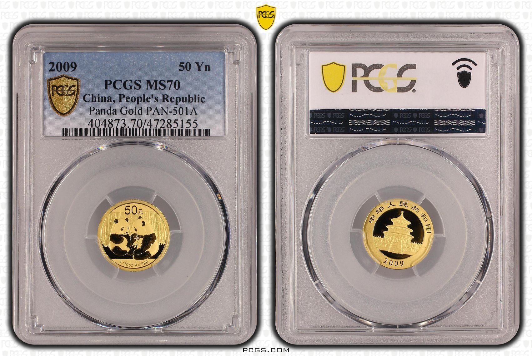 China, People's Republic, Panda Gold PAN-501A, Fifty Yuan, 2009, PCGS MS70