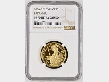 2006 BRITANNIA PROOF 1/2oz GOLD £50 COIN PF70 UCAM TOP POP!