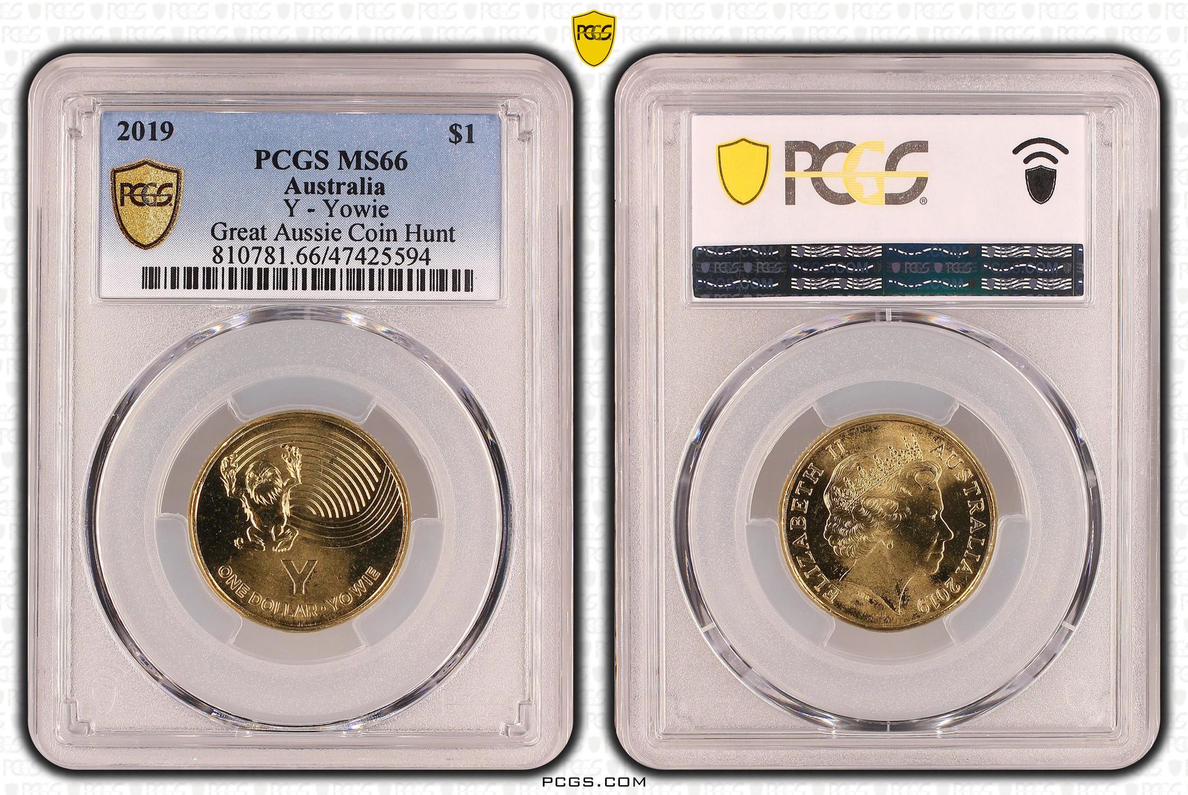 Y - Yowie - Great Aussie Coin Hunt, One Dollar, 2019 POP Report 7/0, PCGS MS 66