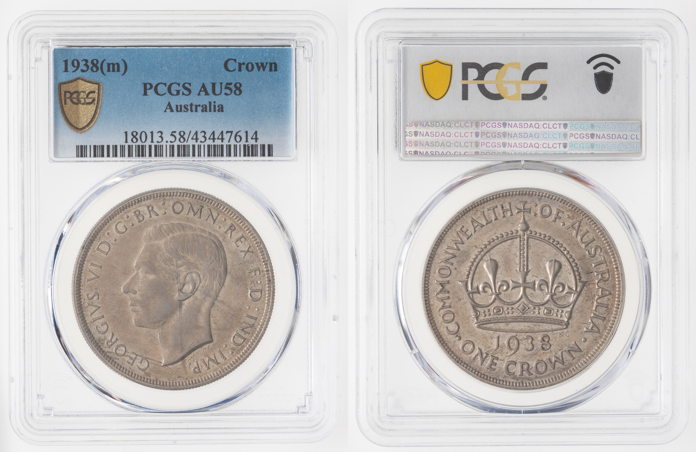 George VI, Crown, 1938, PCGS AU 58