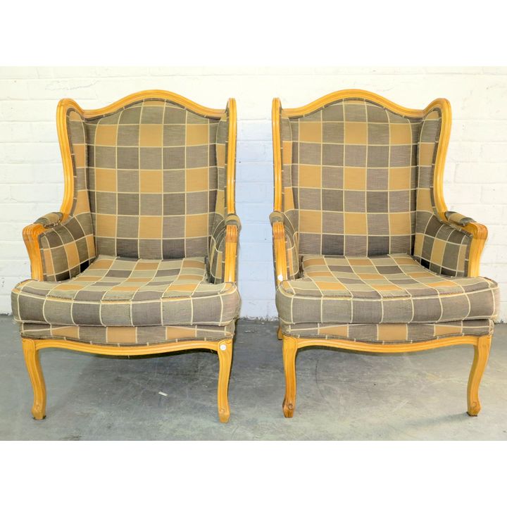 PAIR OF UPHOLSTERED ARMCHAIRS,