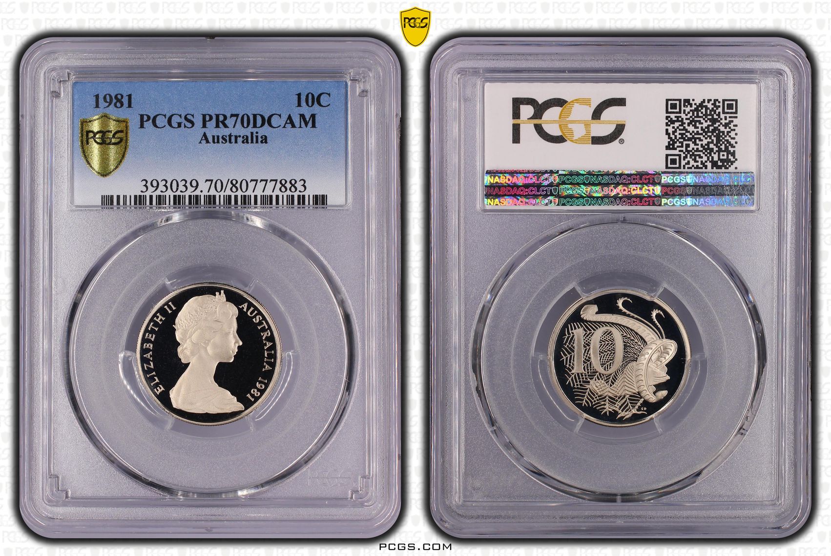 Elizabeth II, Ten Cent, 1981, PCGS PR70DCAM