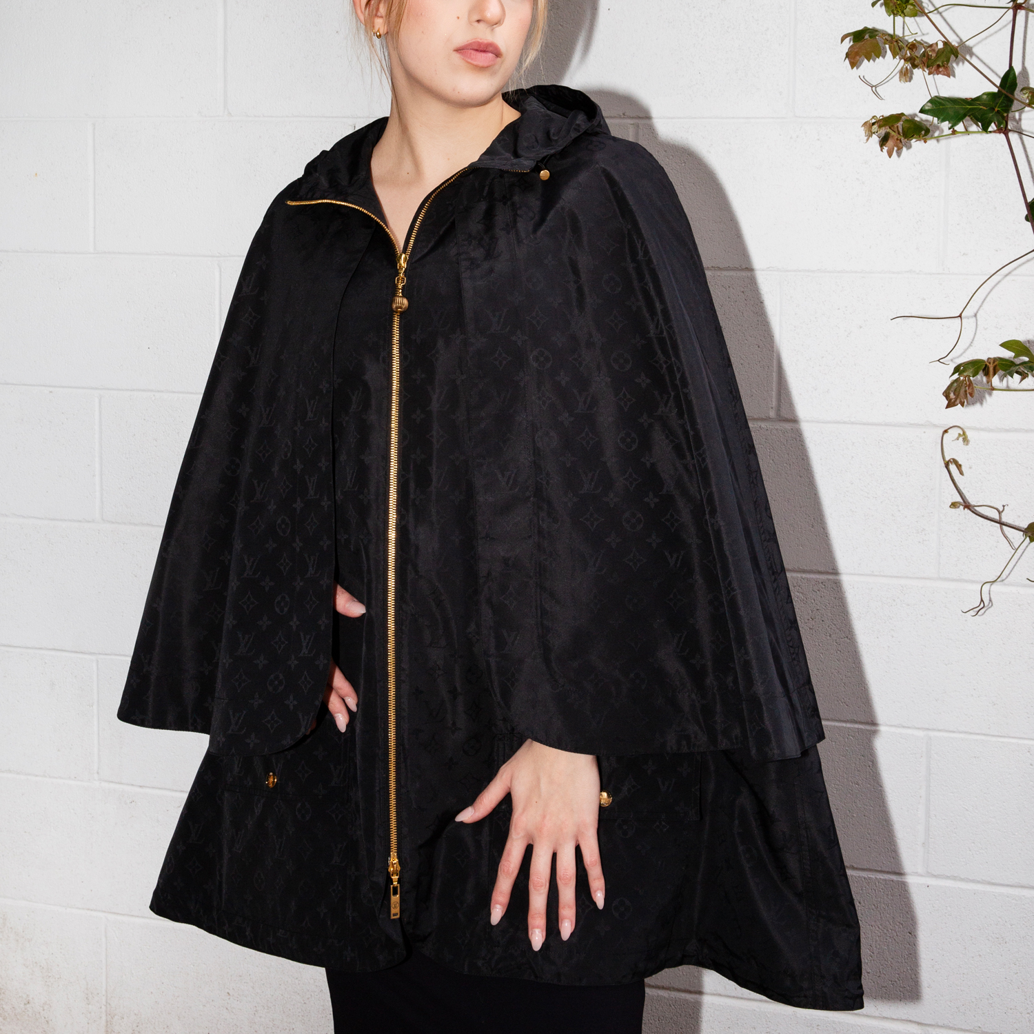 Louis Vuitton Hooded Sleeveless Parka Cape Jacket Size 34