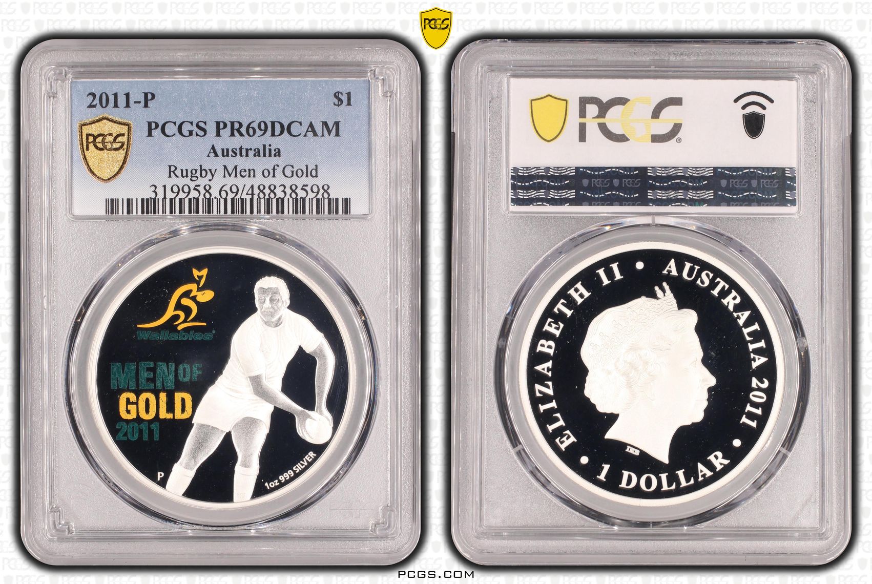Rugby Men of Gold, POP 2/0, One Dollar, 2011-P, PCGS PR69DCAM
