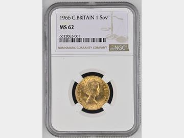 1966 PRE-DECIMAL GOLD SOVEREIGN MS62 ELIZABETH II