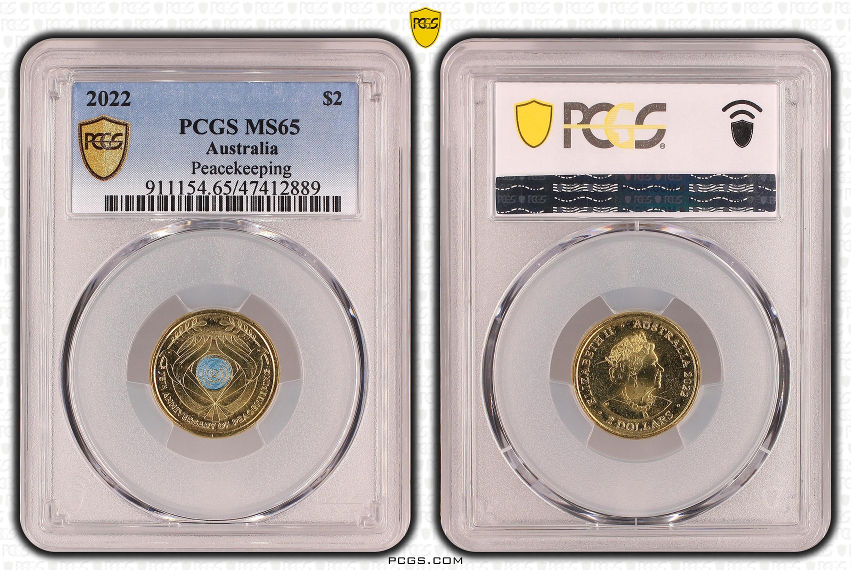Elizabeth II, Peacekeeping, Two Dollar, 2022, PCGS MS65