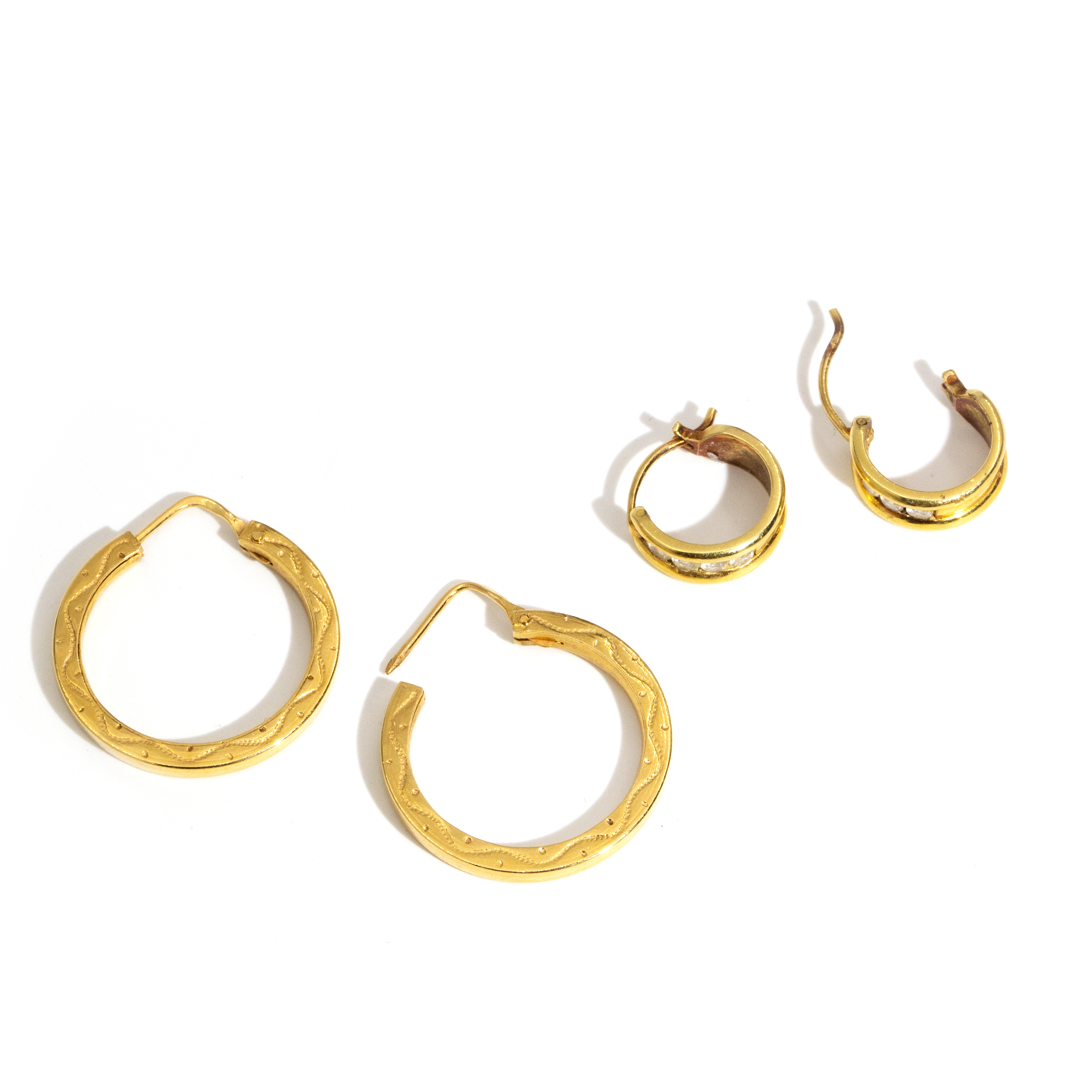 Two Pairs of 18 carat Gold Earrings
