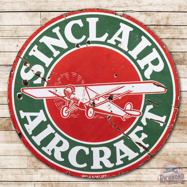 48" Green Sinclair Aircraft Double Sided Porcelain Sign