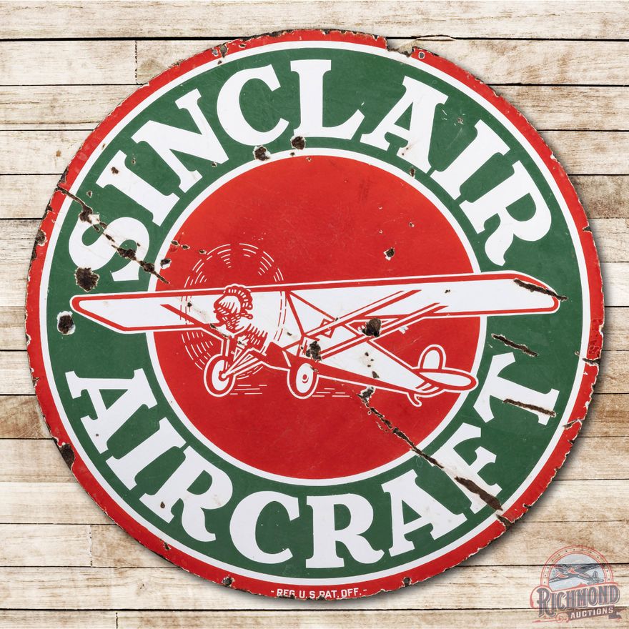 48" Green Sinclair Aircraft Double Sided Porcelain Sign