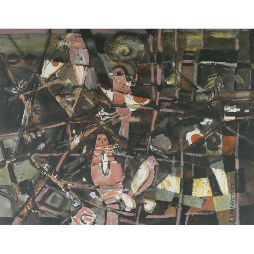 Jack Shadbolt ''Birds and Branches'' 1953 Mixed Media