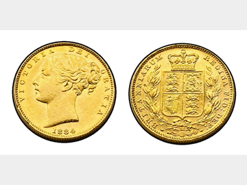 1884 VICTORIA YOUNG HEAD MELBOURNE MINT SHIELD GOLD SOVEREIGN