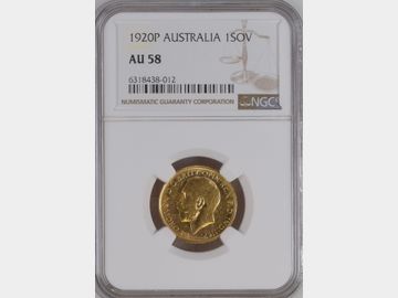 1920 GEORGE V PERTH MINT GOLD SOVEREIGN AU58