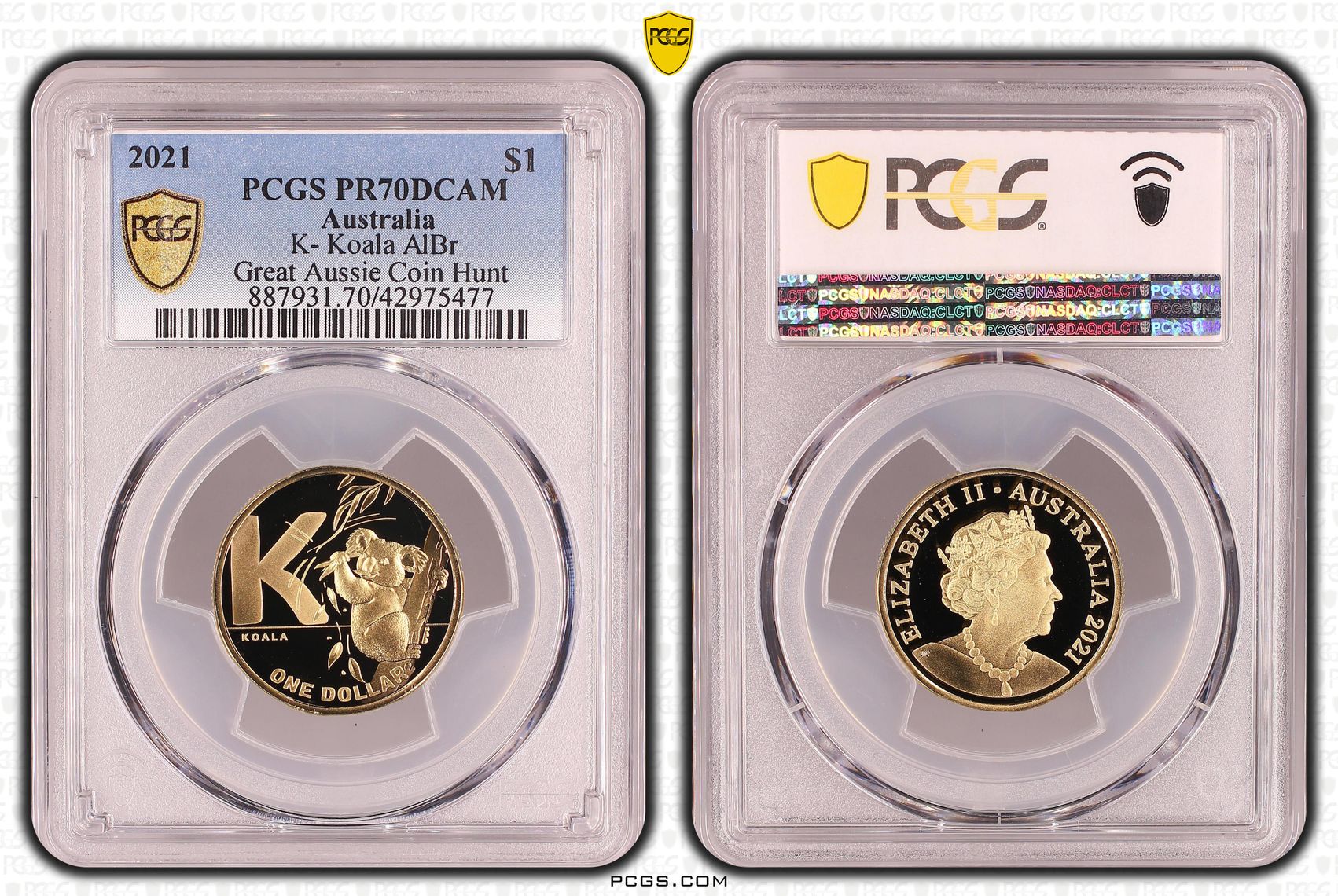 Elizabeth II, K- Koala, Great Aussie Coin Hunt, One Dollar, PR70DCAM , 2021 PCGS POP - 2/0