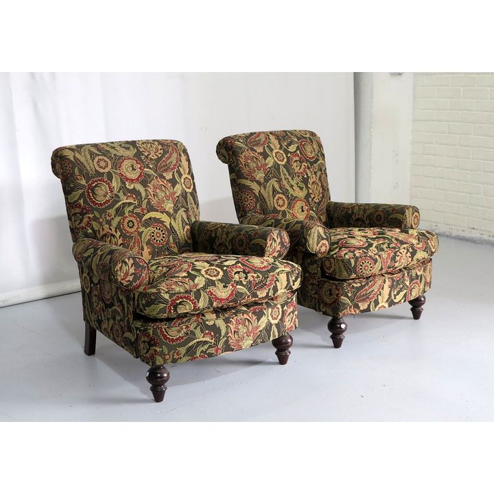 PAIR OF UPHOLSTERED ARMCHAIRS