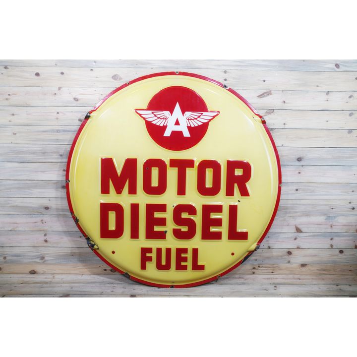 70" Flying A Motor Diesel Fuel Single Sided Porcelain Embossed ID Sign TAC 8.75